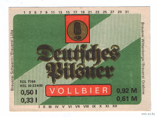 Этикетка пива Deutsches Pilsner Германия П818