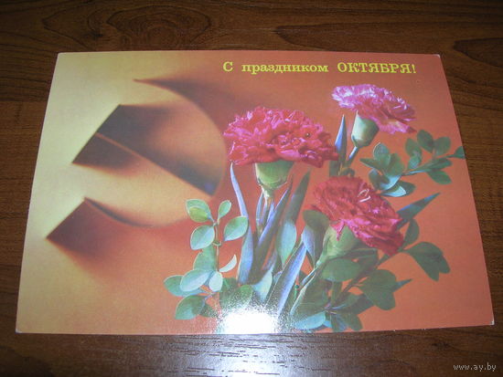 С праздником Октября Цветы Дергилев 1989 год чистая