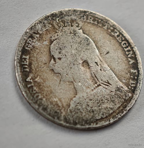 1891 год Англия 6 пенсов серебро