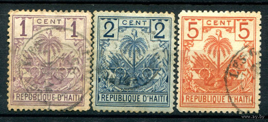 Гаити - 1893/95г. - пальма, герб - 3 марки - гашёные. #4-W1-125-A-2