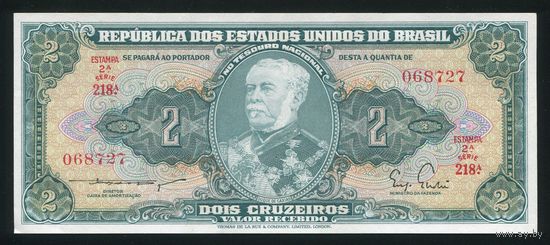 Бразилия 2 крузейро 1955 г. P157. Серия 218. UNC
