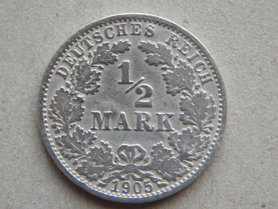 Германия 1/2 марки 1905г.