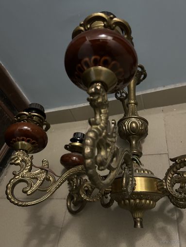 Люстра Югославия винтаж Латунь бронза Читайте описание!