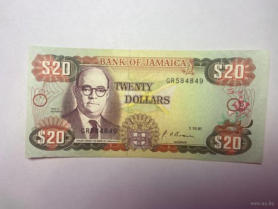Ямайка 20 долларов 1991-02