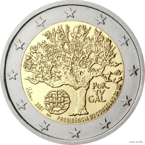 2 евро 2007 Португалия Председательство в ЕС. UNC из ролла