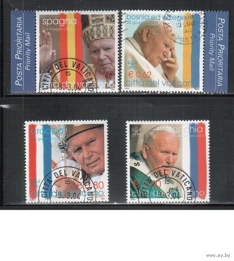 Ватикан-2004,(Мих.1484-1487) гаш. ,   Визиты Папы Иоанна Павла II(полная серия)