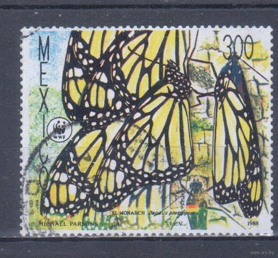 [311] Мексика 1988. Фауна.Бабочки. Гашеная марка.