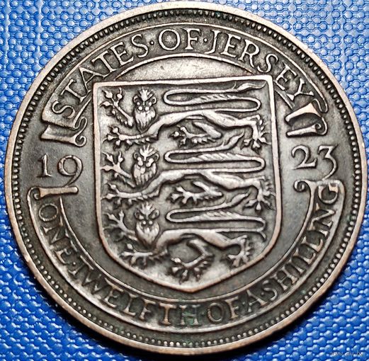 Джерси 1/12 шиллинга 1923 г. Испанский щит.
