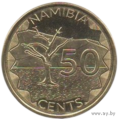 Республика Намибия. 50 центов 2025. UNC. Туризм. Намиб- Науклуфт  (национальный парк).