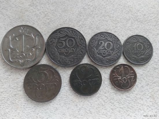 Набор монет Польши 20-30х годов.