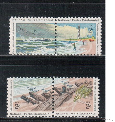 США-1972, (Мих.1062-1065) , **  , Нац. пари, Маяк, Птицы, Рыбаки (полная серия)