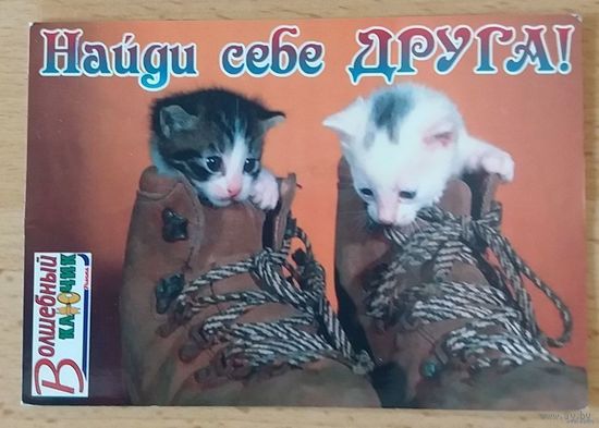 Календарик. Котята в ботинках. Найди себе друга. 2005год. От журнала Волшебный ключик.