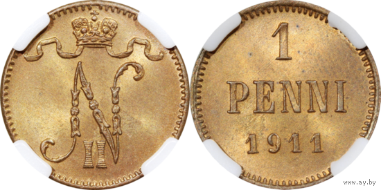 1 пенни 1911 ННР MS 63 BN