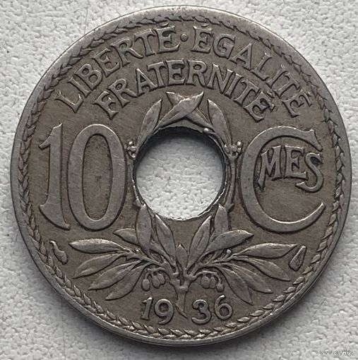 Франция 10 сантимов 1936 г.