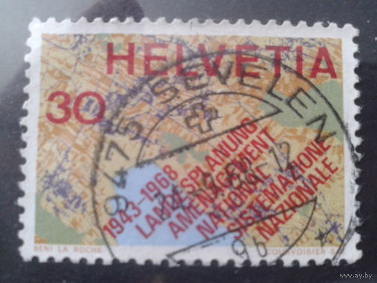 Швейцария 1968 Фрагмент карты Швейцарии