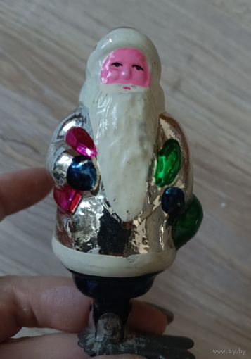 Елочные игрушки, стекло,дед мороз на прищепке. Редкий