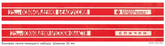 Спичечные этикетки. Сувенирная лента.Номер по каталогу Голубцова -