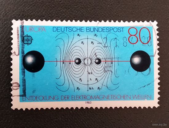 Марка Германия 1983 год Открытие электромагнитных волн