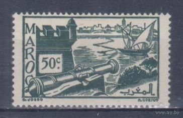 [1565] Французские колонии. Марокко 1945. Старый форт.Пушка. МН