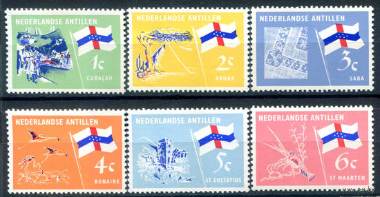 Нидерландские Антильские острова - 1965г. - природа и культура, флаги - 6 марок - полная серия, MNH [Mi 152-157]. #3-WB-73-A-1