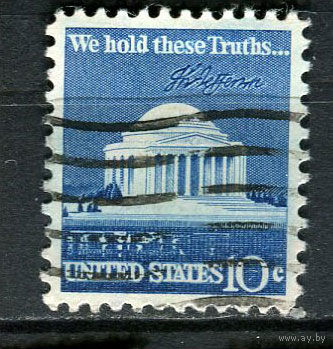 США - 1973 - Мемориал Джефферсону и его подпись - [Mi. 1127yA] - полная серия - 1 марка. Гашеная.  (Лот 80Go)-T41P11