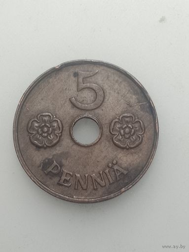 Финляндия 5 пенни 1941 года .