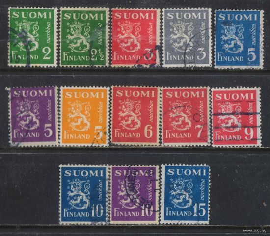 Финляндия 1945 Герб Стандарт #296-8,300,303-6,309,311-3,315