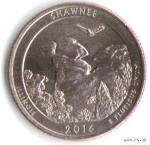 25 центов 2015 г. Парк=31 Национальный лес Шоуни Иллинойс Двор D _состояние UNC