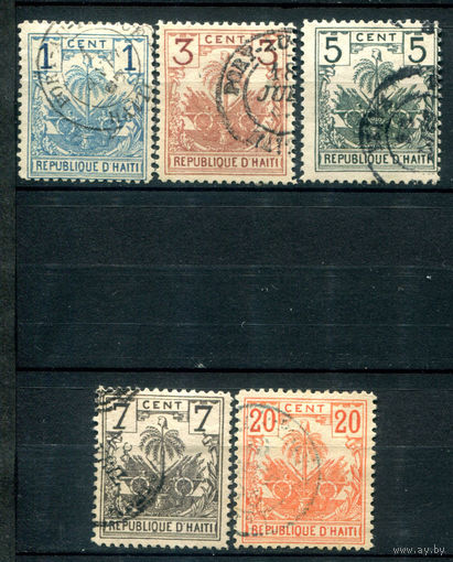 Гаити - 1896г. - пальма, герб - 5 марок - гашёные. #4-W1-125-A-2
