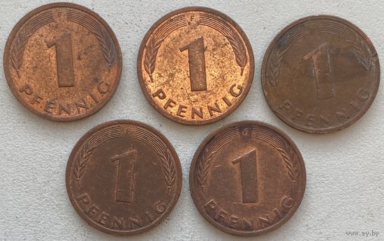 Германия 1 пфенниг 1985 г. F. Цена за 1 шт.