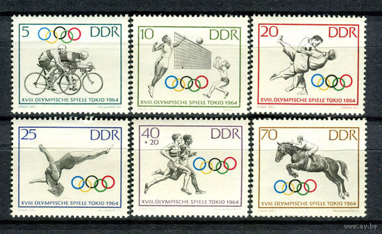 ГДР - 1964г. - Летние Олимпийские игры - 6 марок - полная серия, MNH [Mi 1033-1038]. #O-Se-Z-1-32