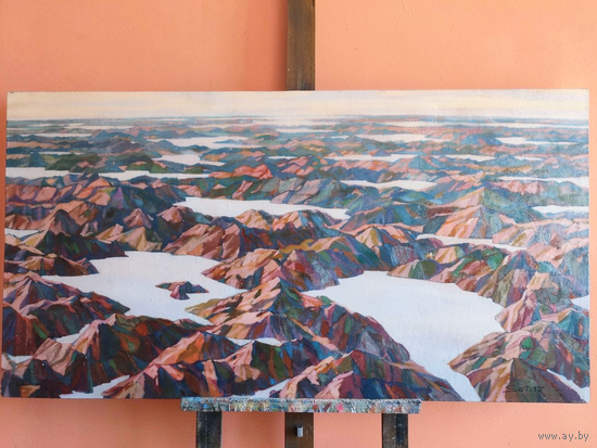 Большая картина "Холодное утро" масло. Художник Сотников С.