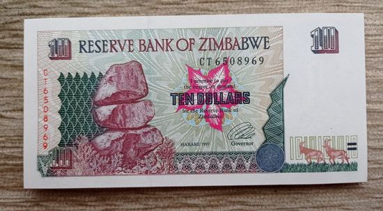 Werty71 Зимбабве 10 долларов 1997 UNC банкнота
