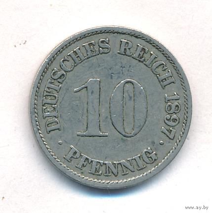 Германия 10 пфеннигов 1897 год  _состояние VF