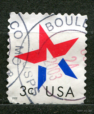 Звезда в цветах национального флага. США. 2002. Полная серия 1 марка