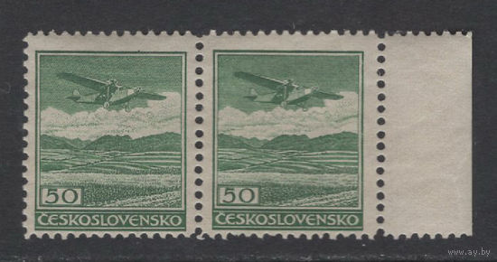 Чехословакия 1930** АВИА почта Fokker сцепка Mi#303A