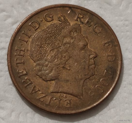 Великобритания 2 пенса, 2008 Фрагмент герба британской королевской семьи (14-13-2)