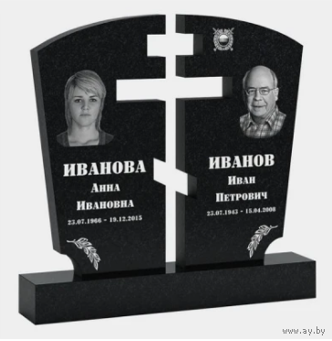 Памятник двойной на 2 чел.из гранита S-4 от 2200 руб. Василишки и рн
