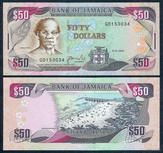 Ямайка 50 Долларов 2002 год, UNC