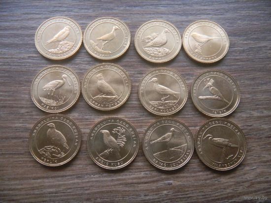 ТУРЦИЯ 1 КУРУШ 2021 Анатолийские птицы набор 12 монет  Бронза UNC