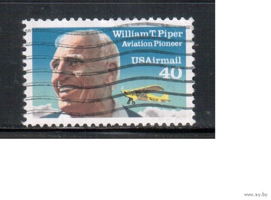 США-1991, (Мих.2135), гаш. , Авиация, Самолет, Летчики(одиночка),
