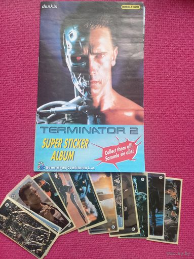 Terminator 2. Терминатор. Dunkin. 1990 г. Журнал полный с наклейками + 13 наклеек. Полная серия.  С рубля. Без минималки. За Вашу цену)