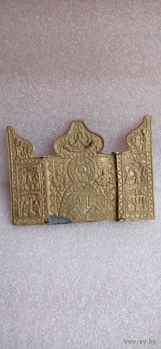 МЕДНОЛИТАЯ ИКОНА  СКЛАДЕНЬ  НИКОЛАЙ ЧУДОТВОРЕЦ . Распродажа Коллекции !!! .Экспресс  Аукцион  с рубля без МПЦ и прочего  .Много лотов в продаже .