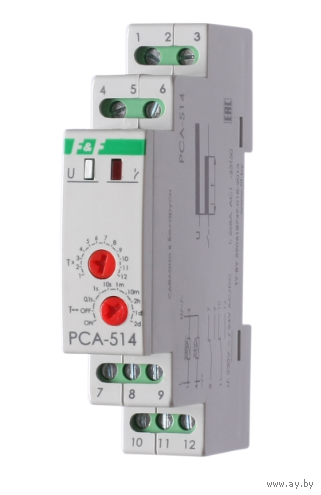 Реле времени программируемое PCA-514 F&F с задержкой выключения, монтаж на DIN-рейке