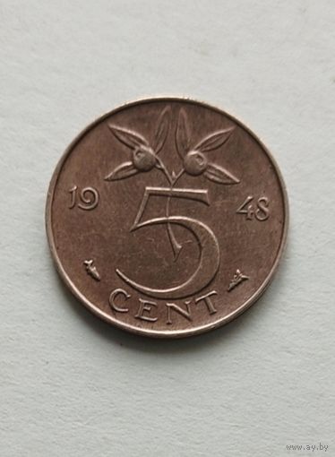 5 центов 1948 года Нидерланды, отличная!