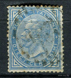 Королевство Италия - 1877 - Виктор Эммануил II 10С - [Mi.27] - 1 марка. Гашеная.  (Лот 64AD)