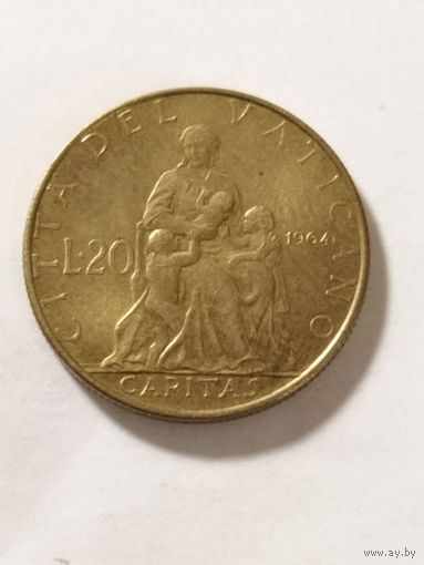Ватикан 20 лир 1964