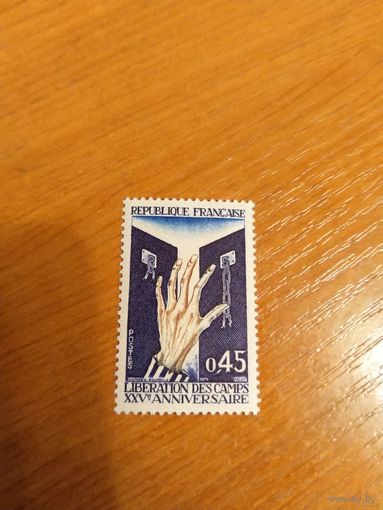 1962 Франция 25 лет освобождения из концлагерей война чистая клей MNH** выпускалась одиночкой (2-4)