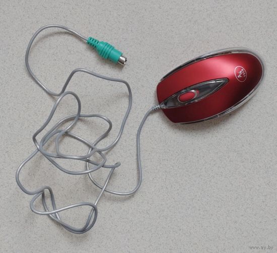 Мышь оптическая A4Tech проводная PS/2, красного цвета.