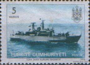 Марка из серии Турция 1973г. "200 лет ВМФ. Минный заградитель "Нусрет II" MNH